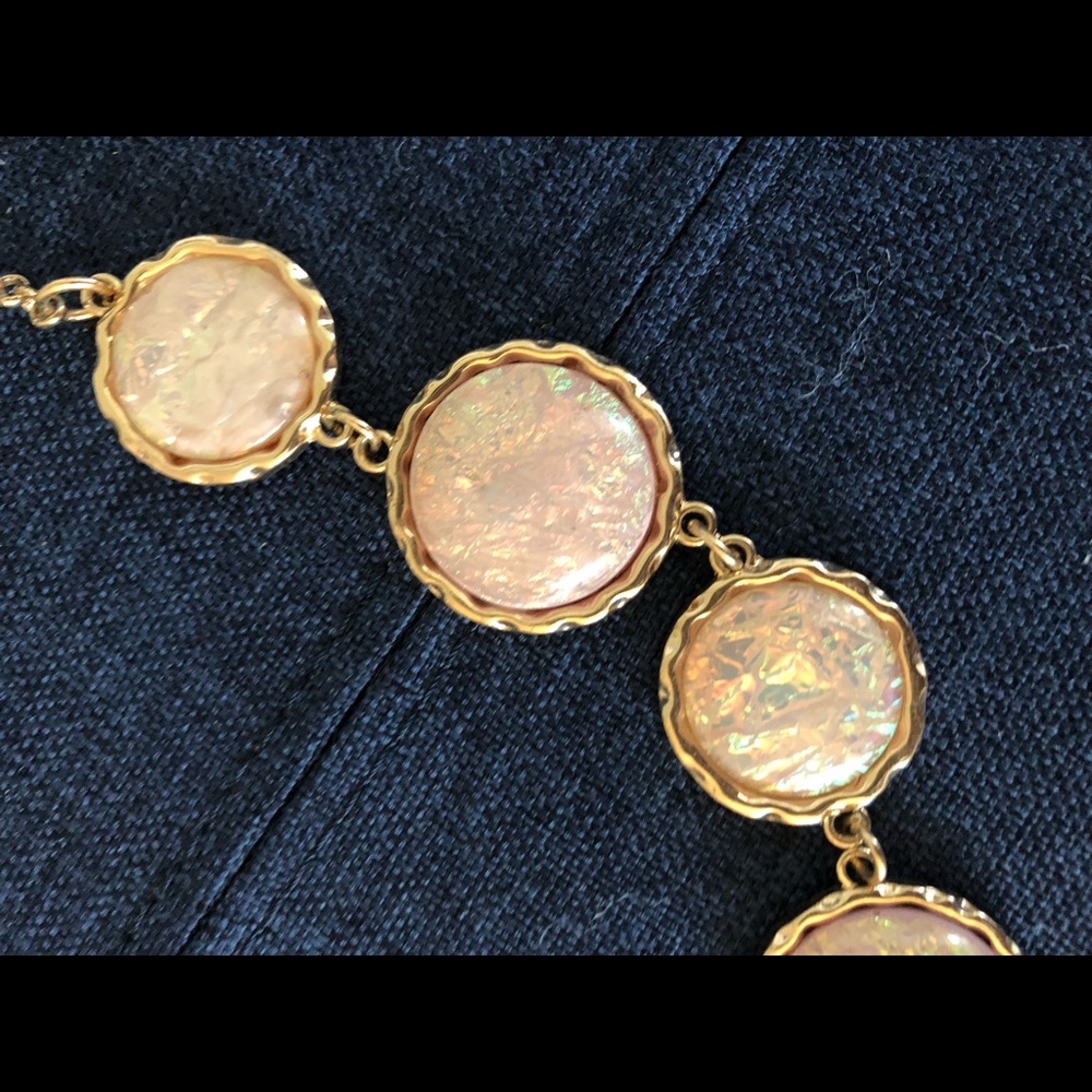 Gold and pink gemstone necklace